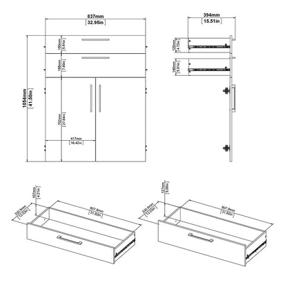 Prima Bookcase 2 Shelves With 2 Drawers And 2 Doors In Oak