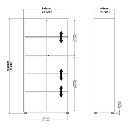 Prima Bookcase 4 Shelves in Oak