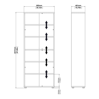 Prima Bookcase 5 Shelves in Oak