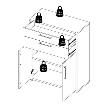 Prima Bookcase 1 Shelves With 2 Drawers And 2 Doors In Black Woodgrain