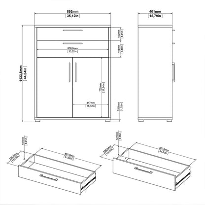 Prima Bookcase 1 Shelves With 2 Drawers And 2 Doors In Black Woodgrain