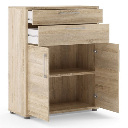 Prima Bookcase 1 Shelf With 2 Drawers + 2 File Drawers In Oak