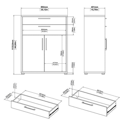 Prima Bookcase 1 Shelf With 2 Drawers + 2 File Drawers In Oak