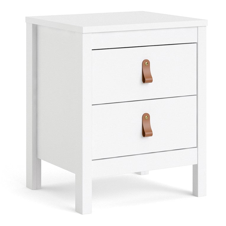 Barcelona Bedside Table 2 drawers in White