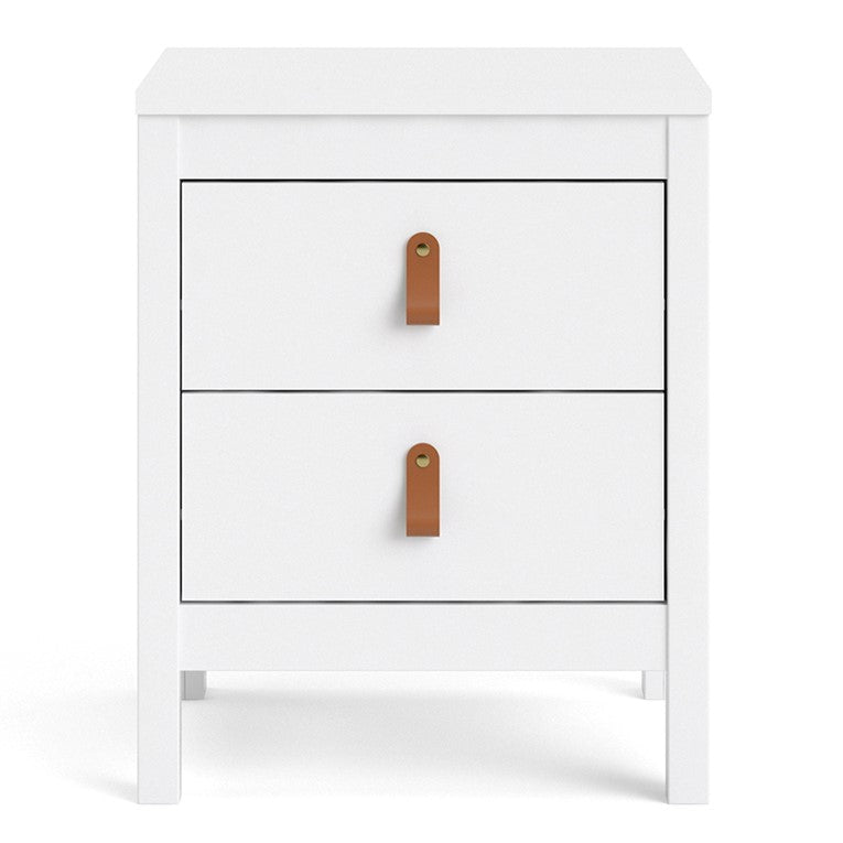 Barcelona Bedside Table 2 drawers in White