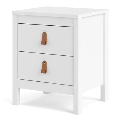 Barcelona Bedside Table 2 drawers in White