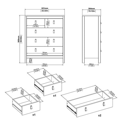 Barcelona Chest 3+2 drawers in White