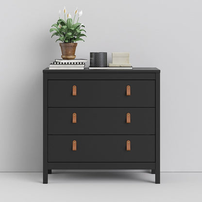 Barcelona Chest 3 drawers in Matt Black