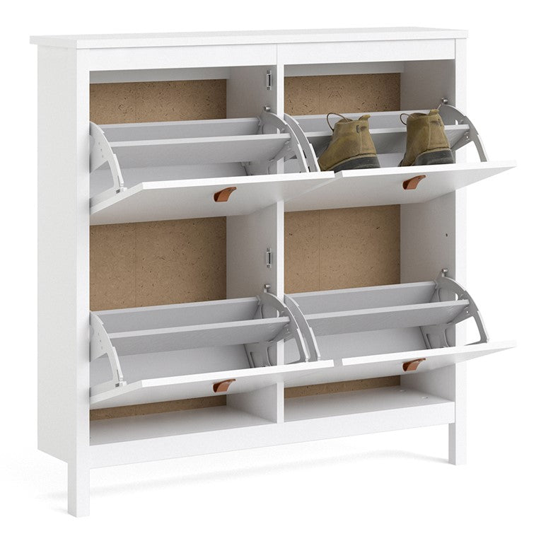 Barcelona Shoe cabinet 4 compartments in White