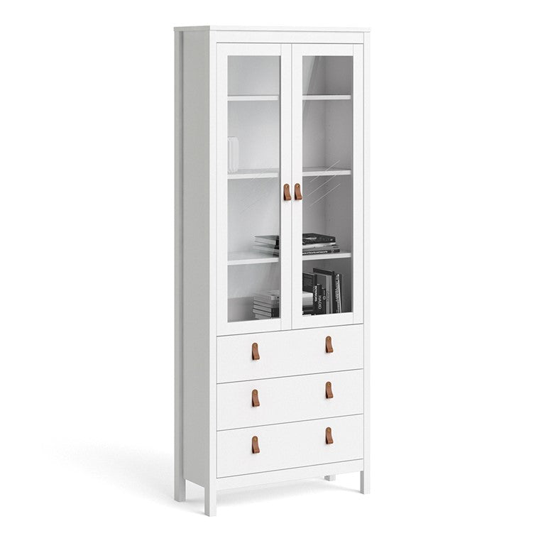 Barcelona China cabinet 2 doors w/glass + 3 drawers in White