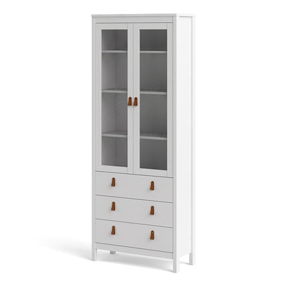 Barcelona China cabinet 2 doors w/glass + 3 drawers in White