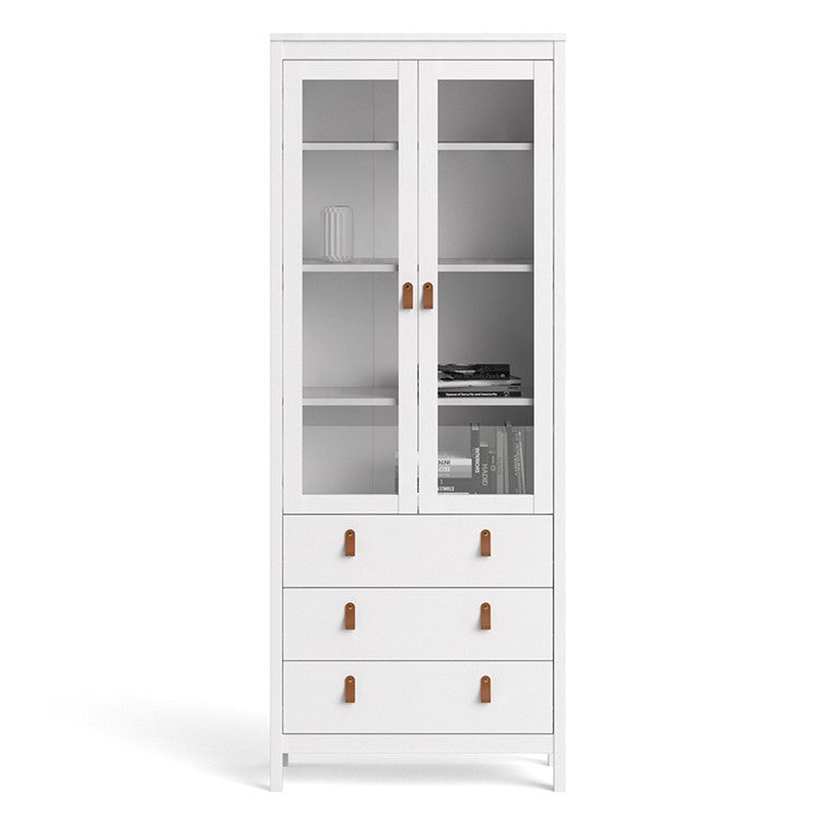 Barcelona China cabinet 2 doors w/glass + 3 drawers in White