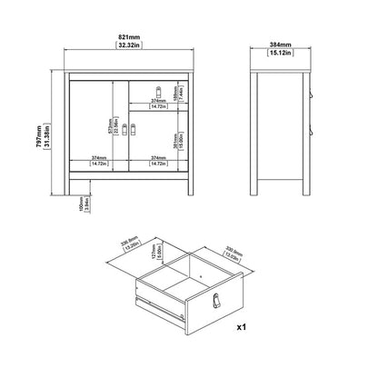 Barcelona Sideboard 2 doors + 1 drawer in White