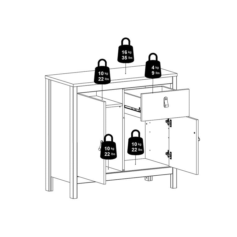 Barcelona Sideboard 2 doors + 1 drawer in Matt Black