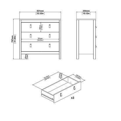 Madrid Chest 3 drawers in White