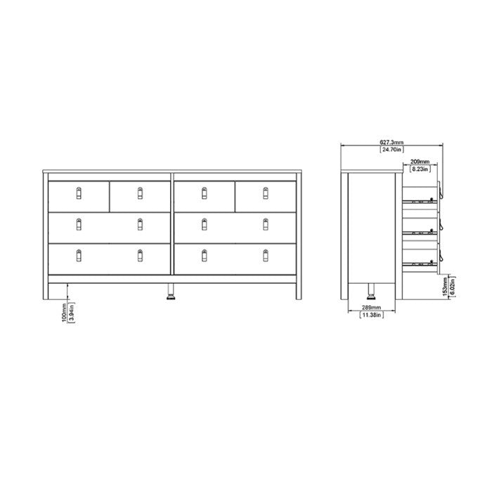 Madrid Double dresser 4+4 drawers in White