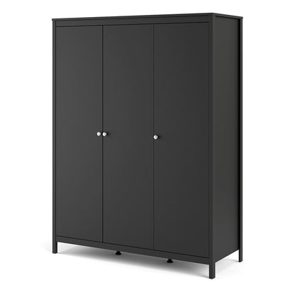 Madrid Wardrobe with 3 doors in Matt Black