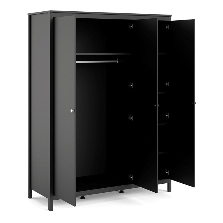 Madrid Wardrobe with 3 doors in Matt Black