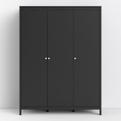 Madrid Wardrobe with 3 doors in Matt Black