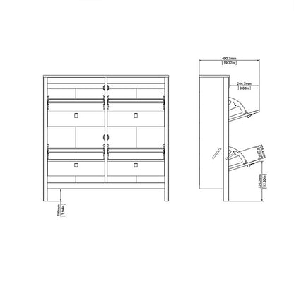 Madrid Shoe cabinet 4 Compartments in Matt Black