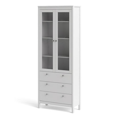 Madrid China cabinet 2 doors w/glass + 3 drawers in White