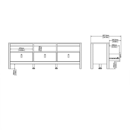 Madrid Tv-unit 3 drawers in White