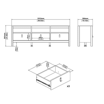 Madrid Tv-unit 3 drawers in White