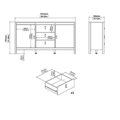 Madrid Sideboard 2 doors + 3 drawers in White