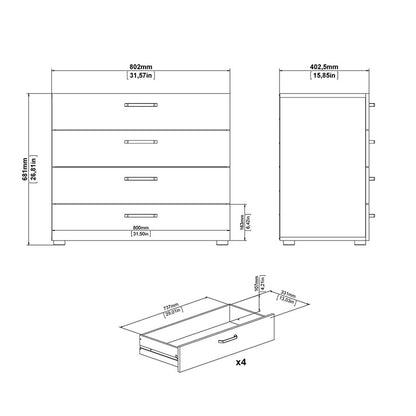 Furniture To Go, Dallas, chest 4 drawers Rovere Gessato Dark Oak