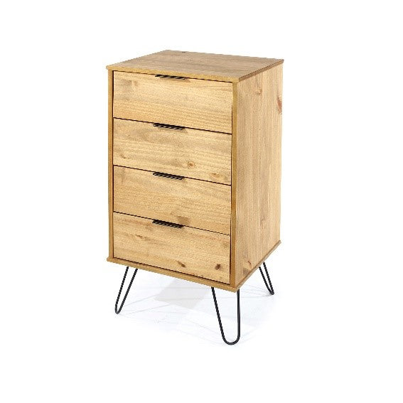 AG517 Augusta Pine 4 drawer narrow chest of drawers