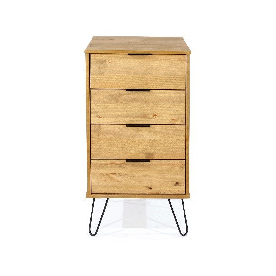 AG517 Augusta Pine 4 drawer narrow chest of drawers