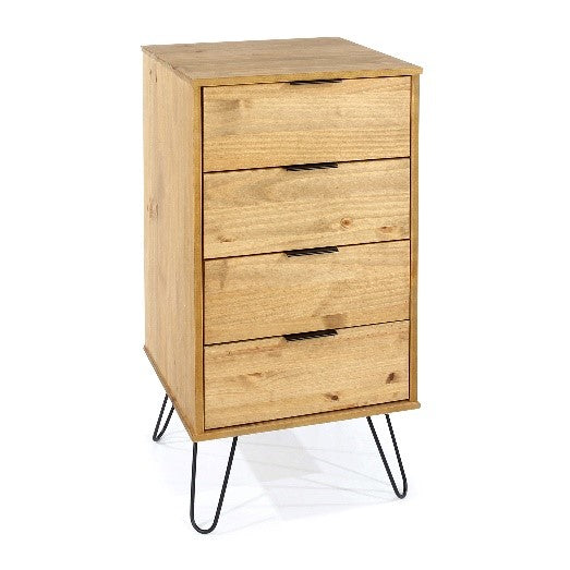 AG517 Augusta Pine 4 drawer narrow chest of drawers