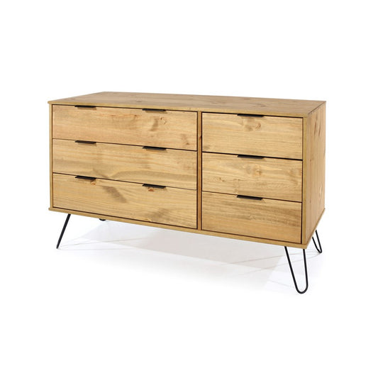 AG533 Augusta Pine 3+3 drawer wide chest of drawers