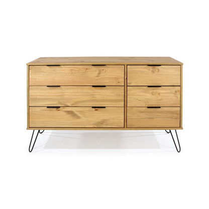 AG533 Augusta Pine 3+3 drawer wide chest of drawers