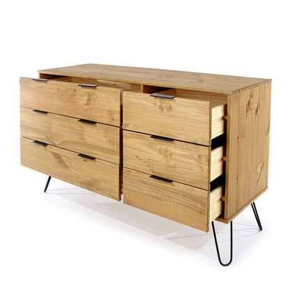 AG533 Augusta Pine 3+3 drawer wide chest of drawers