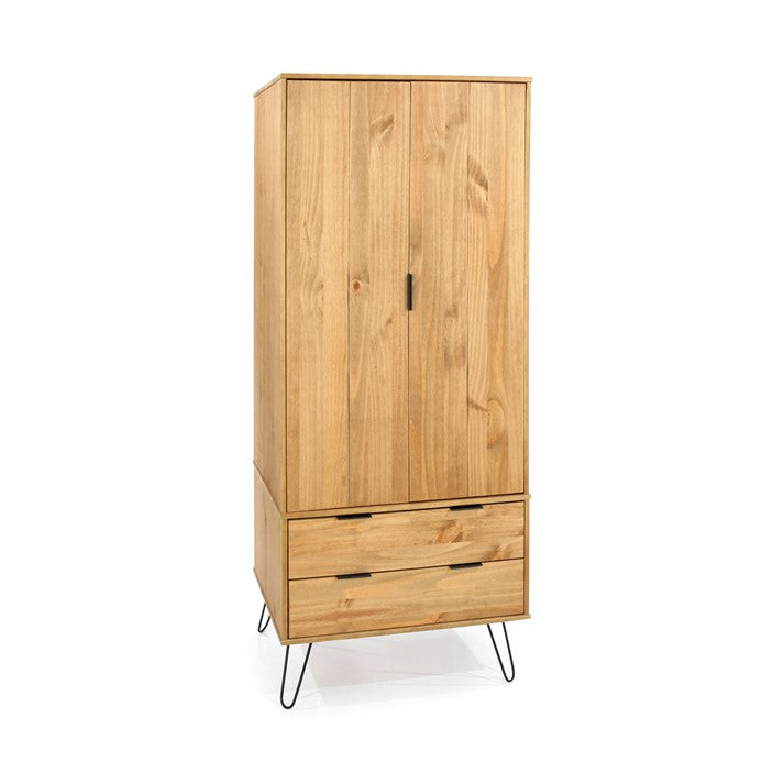 AG582 Augusta Pine 2 door, 2 drawer wardrobe