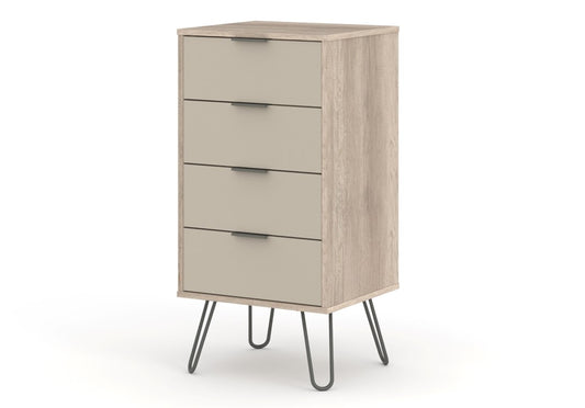 AGD517 Augusta Driftwood 4 drawer narrow chest of drawers