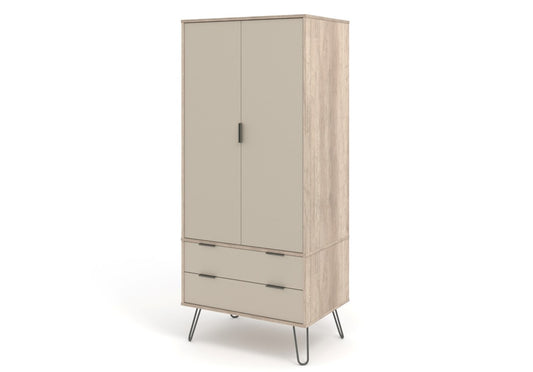 AGD582 Augusta Driftwood 2 door, 2 drawer wardrobe