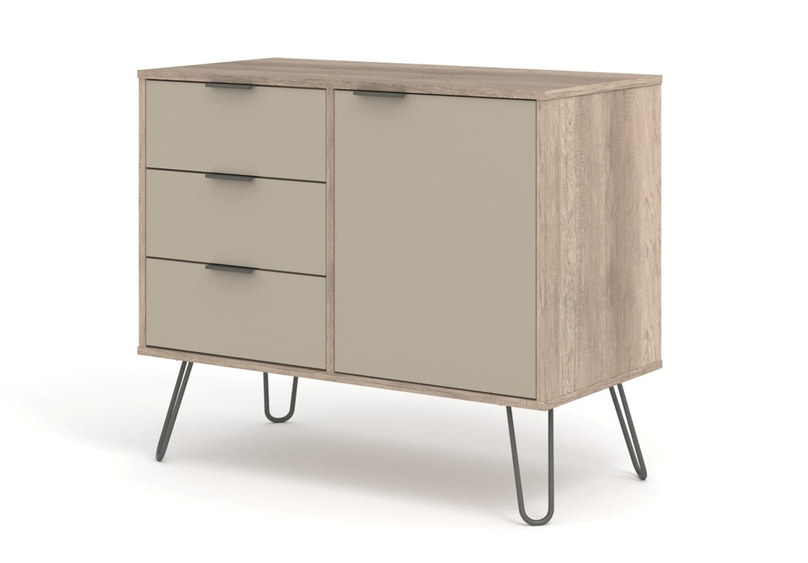 AGD915 Augusta Driftwood small sideboard with 1 doors, 3 drawers