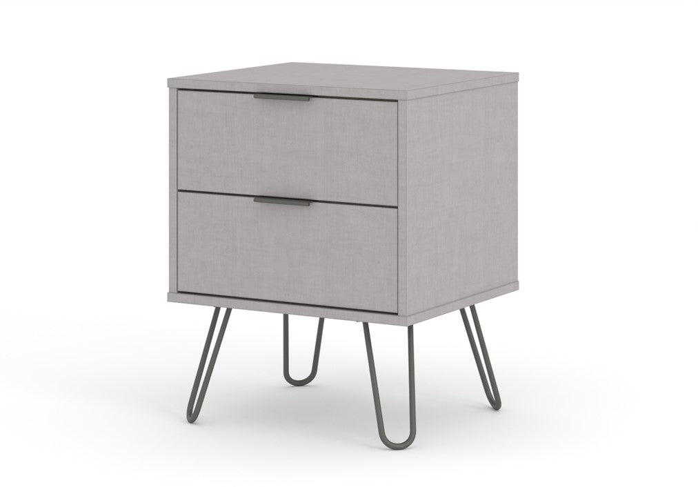 AGG510 Augusta Grey 2 drawer bedside cabinet