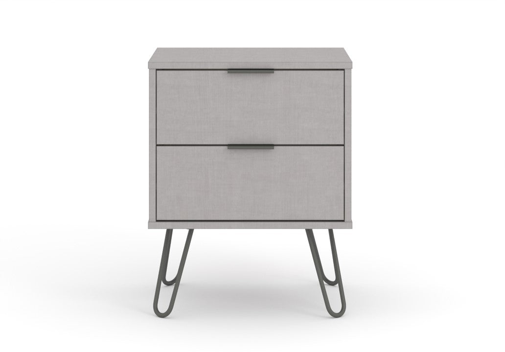 AGG510 Augusta Grey 2 drawer bedside cabinet