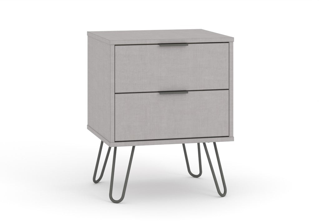 AGG510 Augusta Grey 2 drawer bedside cabinet