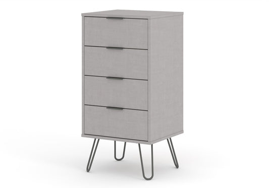 AGG517 Augusta Grey 4 drawer narrow chest of drawers