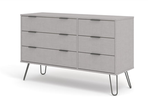 AGG533 Augusta Grey 3+3 drawer wide chest of drawers