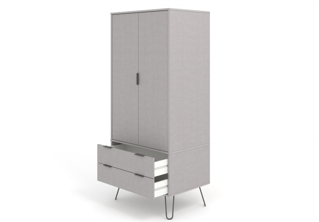 AGG582 Augusta Grey 2 door, 2 drawer wardrobe