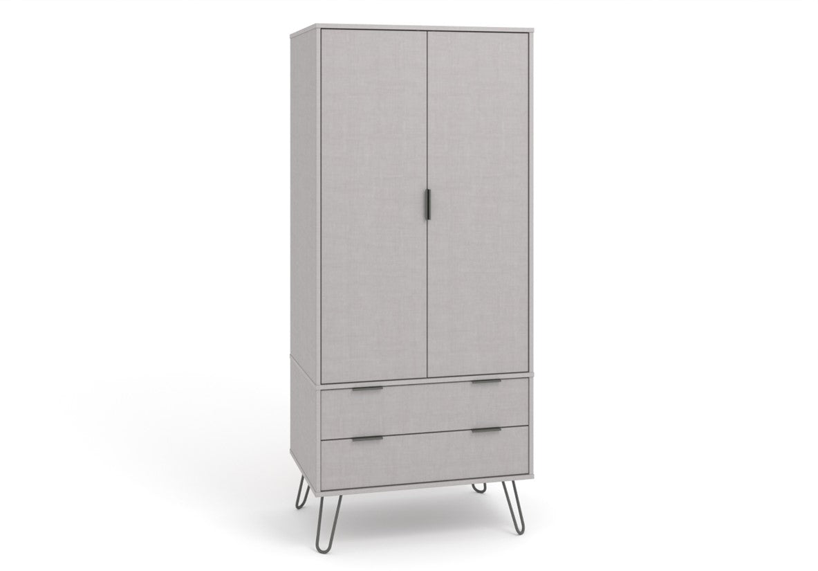 AGG582 Augusta Grey 2 door, 2 drawer wardrobe