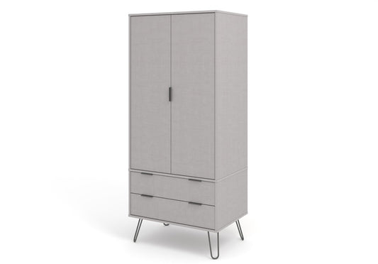 AGG582 Augusta Grey 2 door, 2 drawer wardrobe