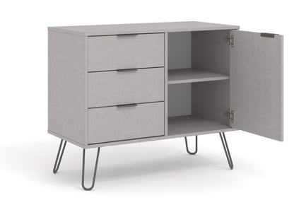 AGG915 Augusta Grey small sideboard with 1 doors, 3 drawers