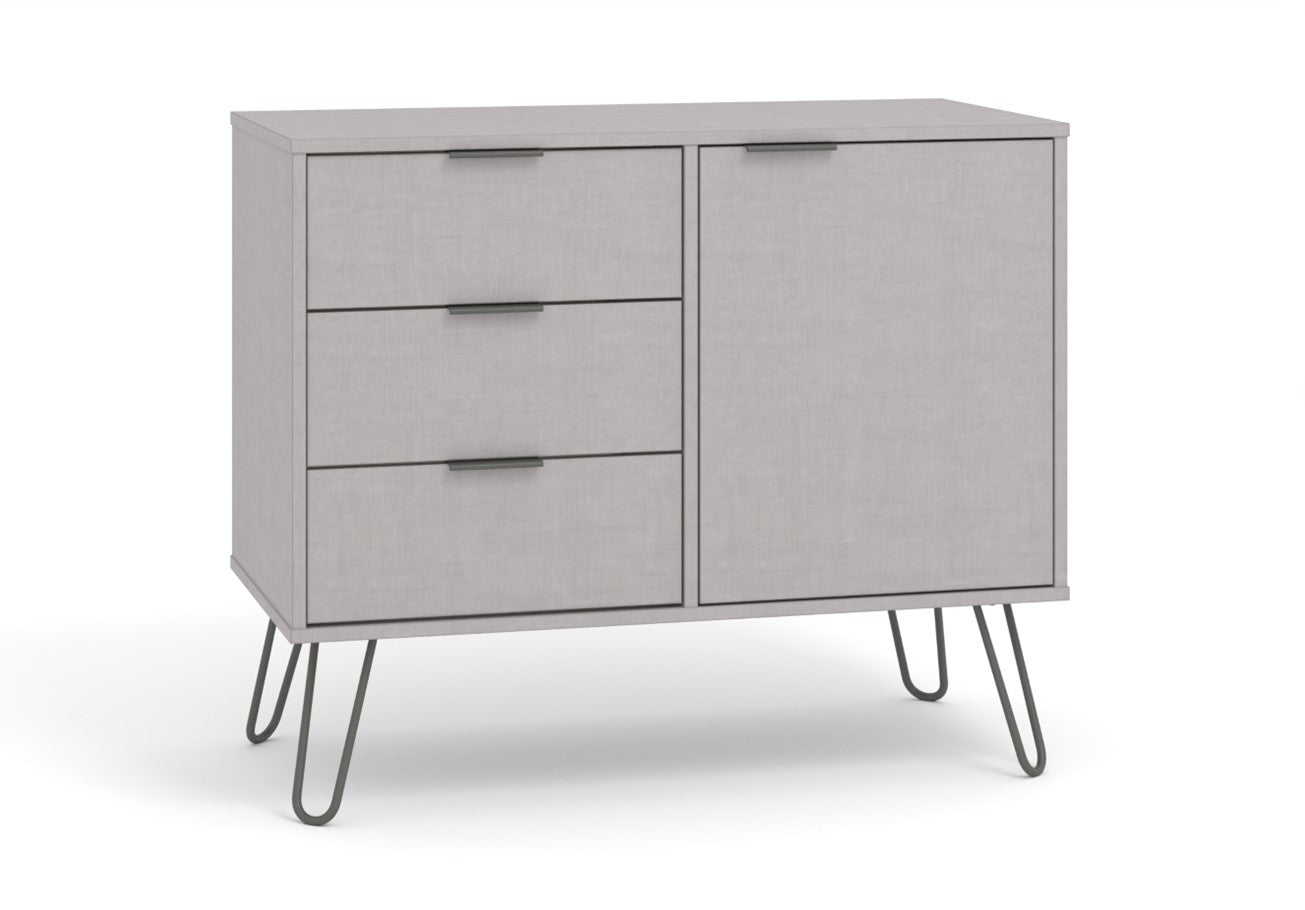 AGG915 Augusta Grey small sideboard with 1 doors, 3 drawers