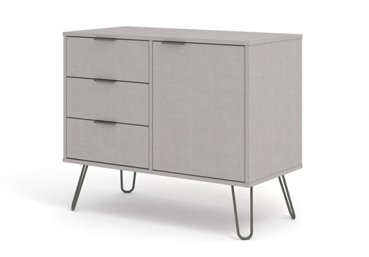 AGG915 Augusta Grey small sideboard with 1 doors, 3 drawers